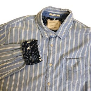 Scotch & Soda My Favorite Oxford Shirt Blue White Stripe Button Up Flip Cuff L